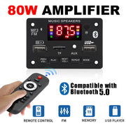 Bluetooth 5.0 MP3 Decoder Board 2x40W Amplifier 12V DIY Car Stereo Module FM Radio USB TF Card Mic