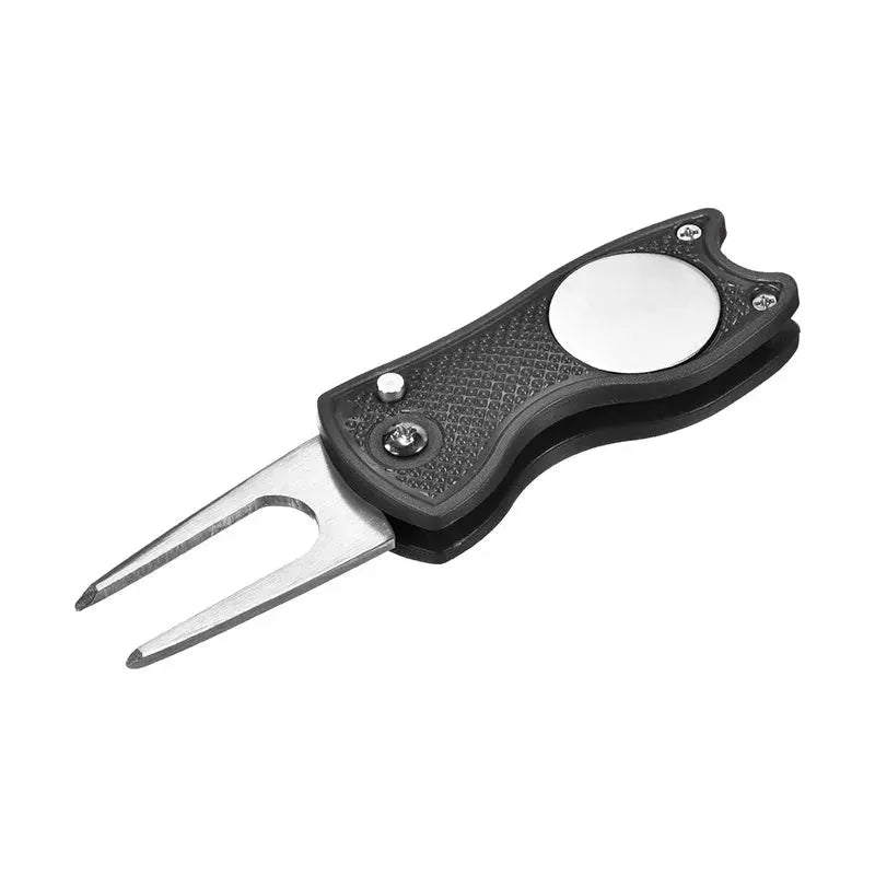 Grearth Golf Divot Repair Tool Foldable Metal With Magnetic Ball Marker For Golf Green Maintenance