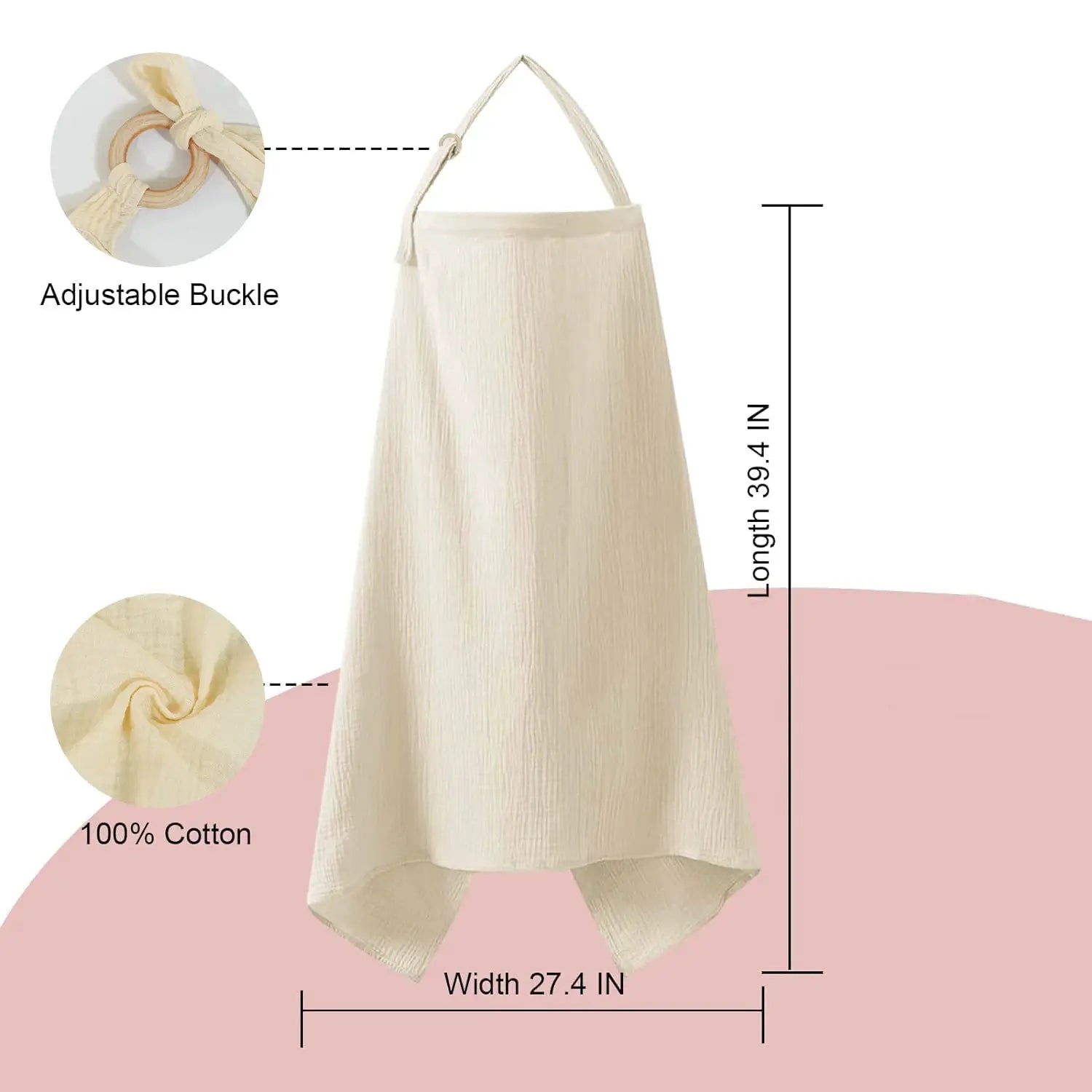 Muslin Nursing Cover For Breastfeeding Women Breathable Arch Neckline Nursing Apron For Public Feeding And Privacy