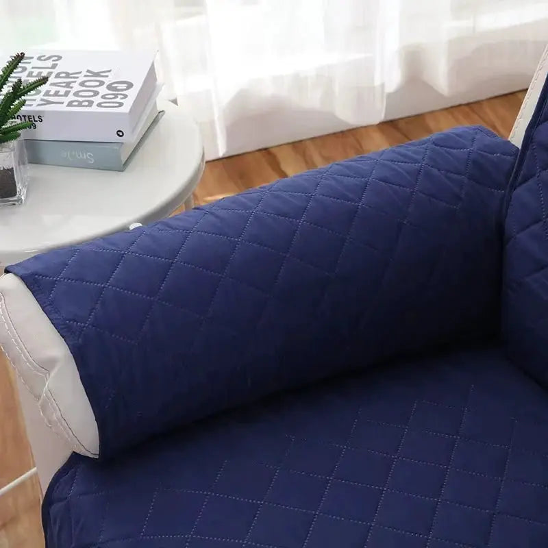 Simples Market navy blue quilted recliner sofa cover with anti-slip armrest protector