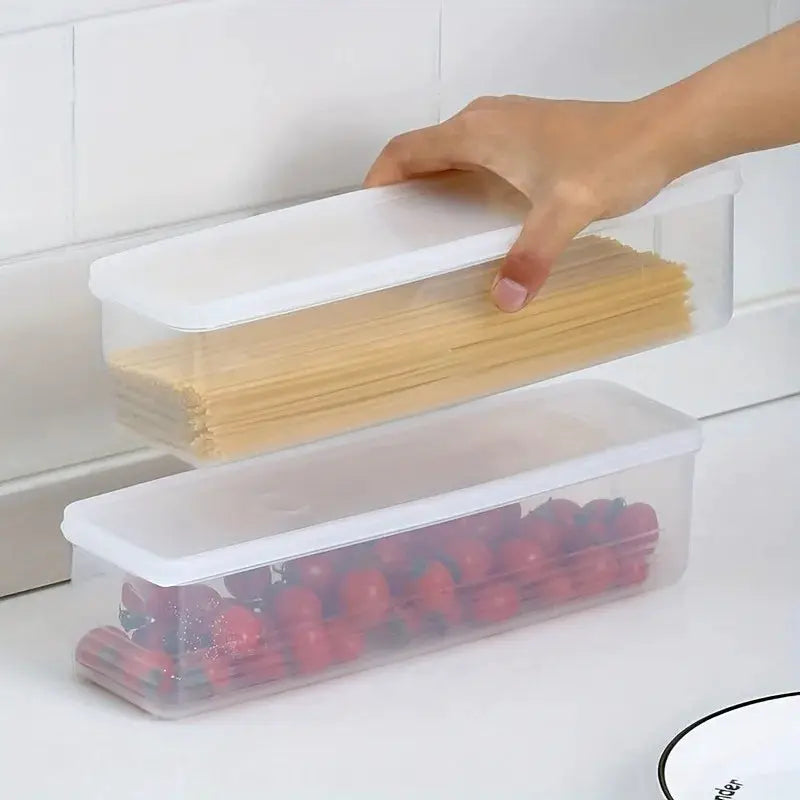 EverFresh 4 Pack Long Rectangular Food Storage Containers Durable Plastic Reusable Refrigerator Organizer Boxes