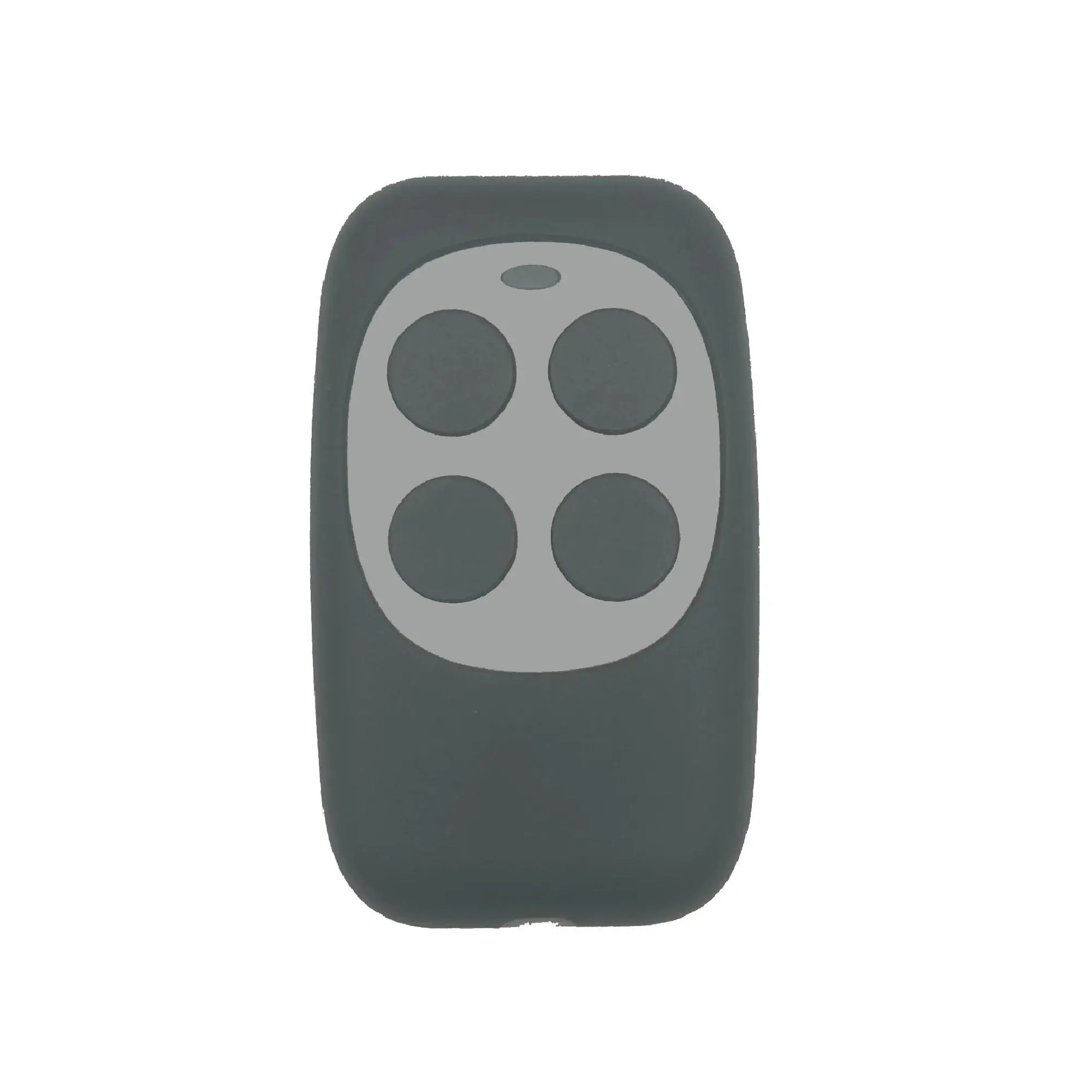 Simples Market 433MHz four-key remote control; dark gray body with light gray keypad