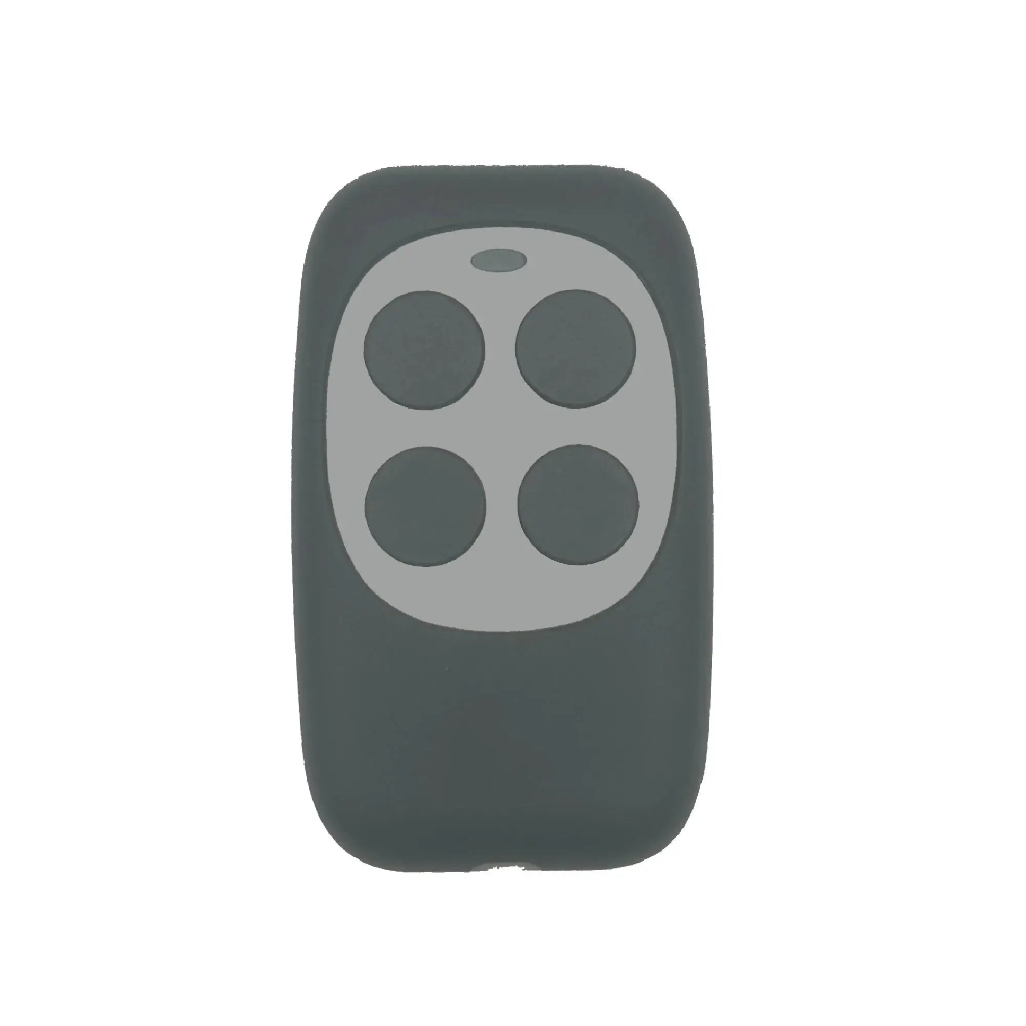 Simples Market 433MHz four-key remote control; dark gray body with light gray keypad