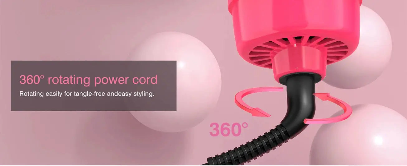 LISAPRO 2-in-1 hair dryer and styler by Simples Market in pink with 360° rotating cord