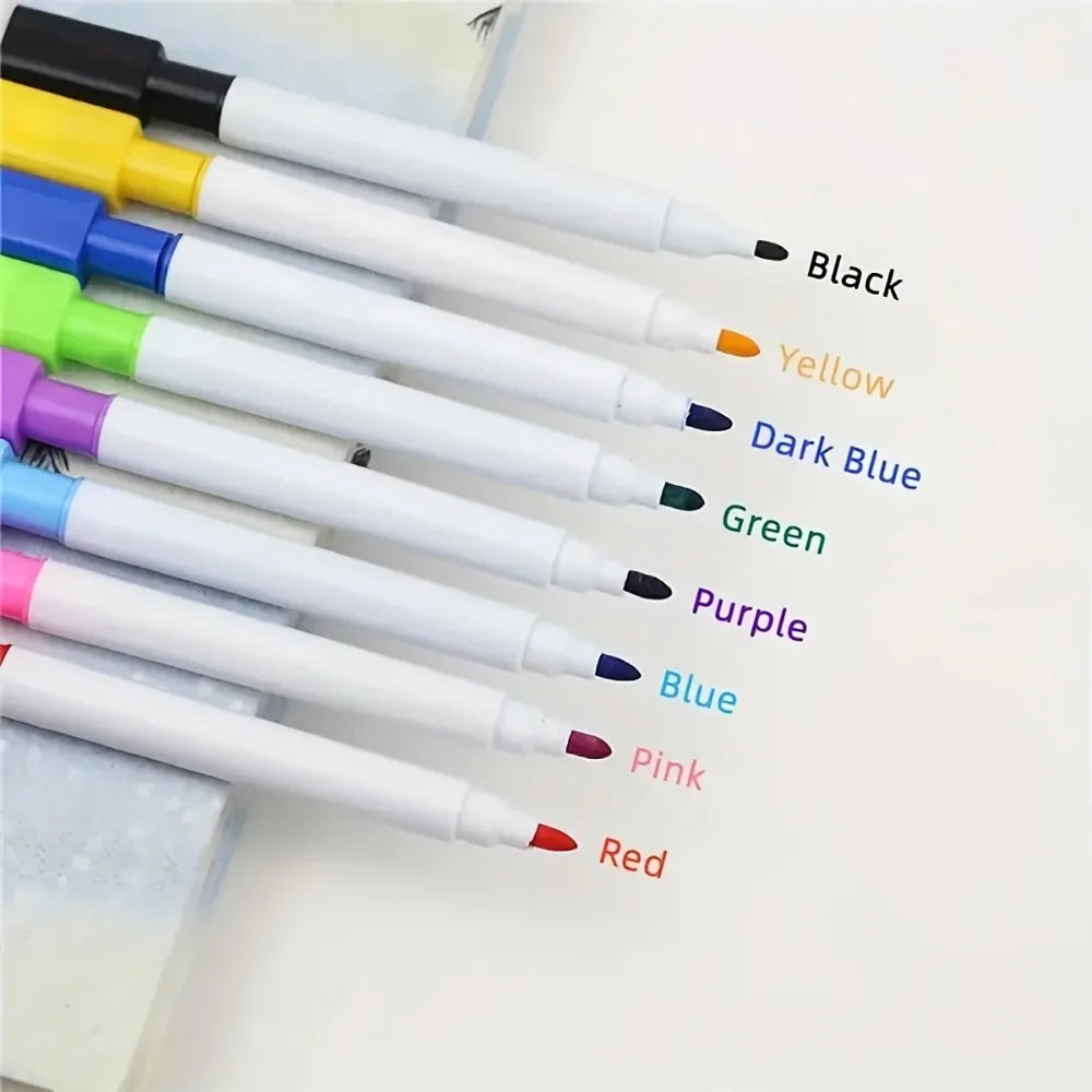 Whiteboard eraser-style dry-erase pens set, 8 colors