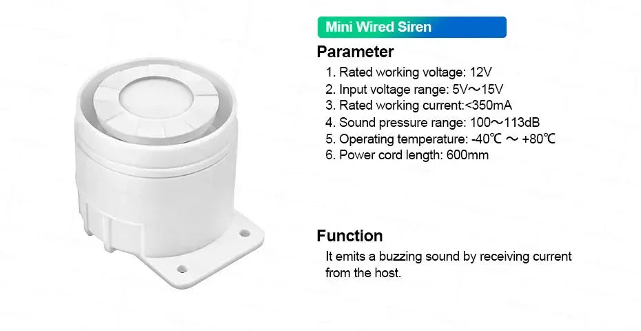 White mini wired siren for home security alarm systems