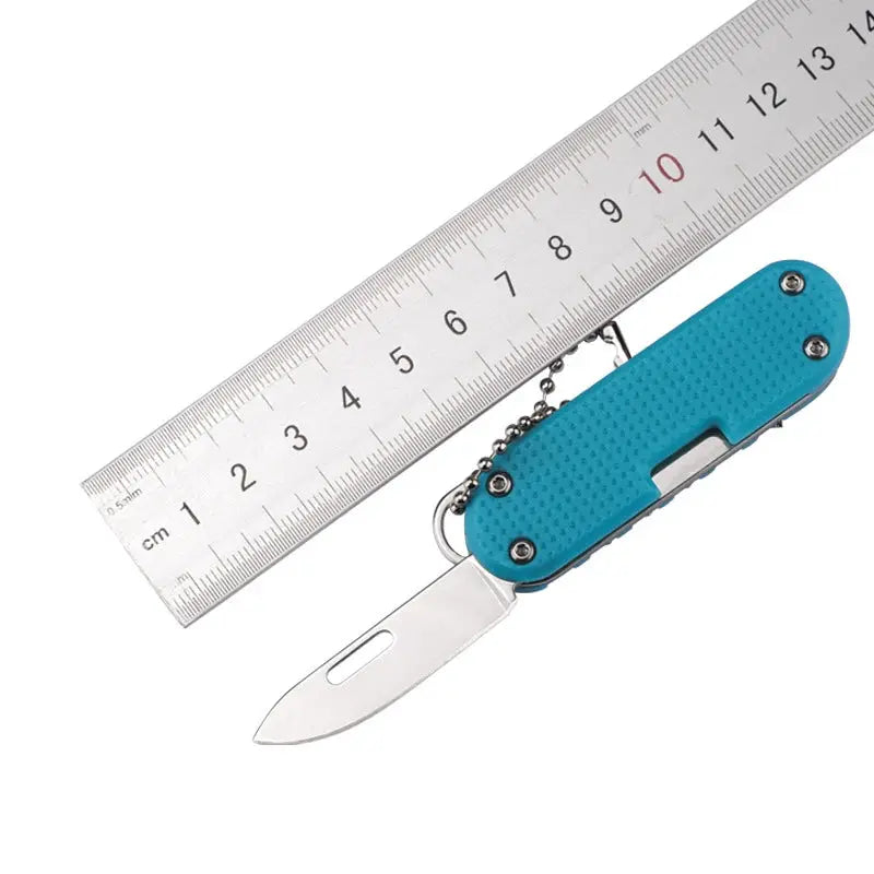 Multifunctional Outdoor Folding Knife With Screwdriver Bits Keychain Tool Stainless Steel Portable Pocket Knife