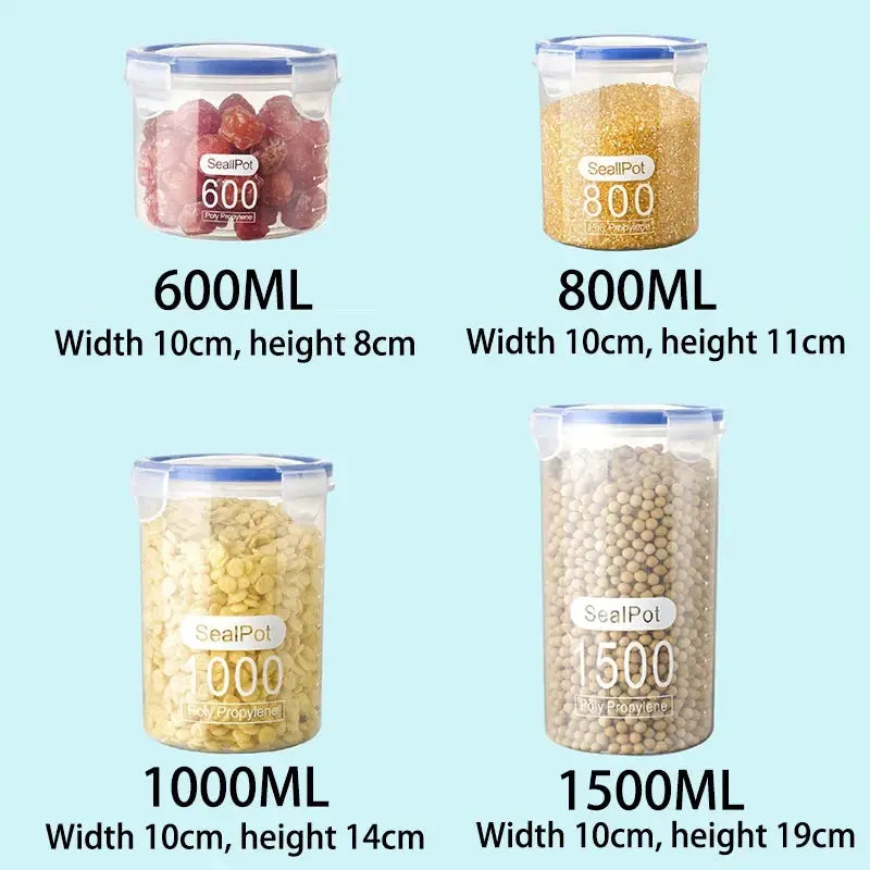 ClearSeal Plastic Sealed Storage Jar With Scale Airtight Large Capacity Container For Grains And Spices