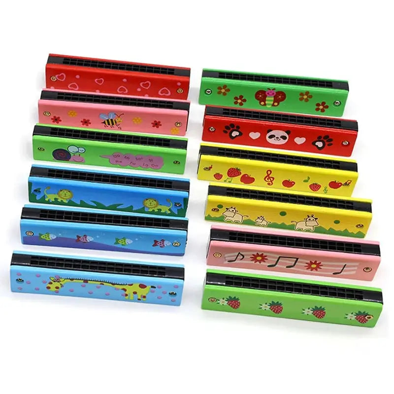 Children Wooden Harmonica Musical Instrument Toy for Early Education Teaching Aid and Puzzle for Kindergarten Beginners