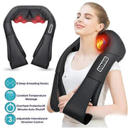 Shiatsu Neck and Shoulder Massager, black U-shaped heated massager with control panel