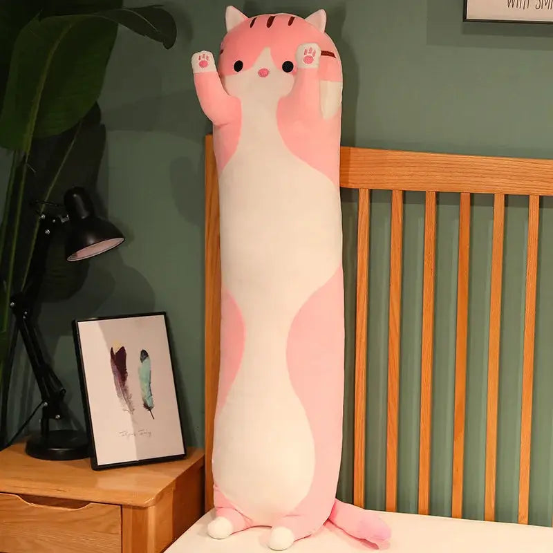 Funny Joy Cute Soft Long Cat Plush Pillow 50 70 90 110 130 cm For Office Nap Bed Home Decor Gift For Kids Girls