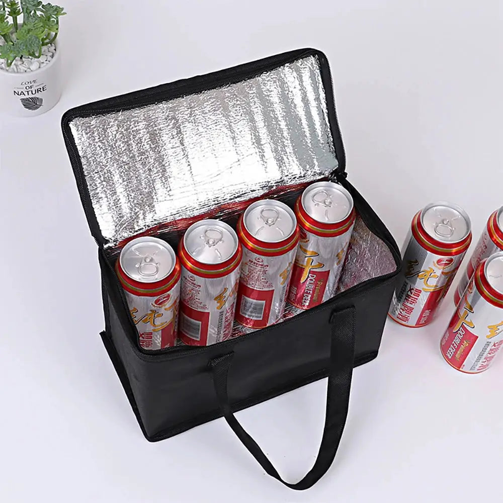 Portable Lunch Cooler Bag Folding Insulation For Picnics Beer Delivery And Food Ice Pack Included