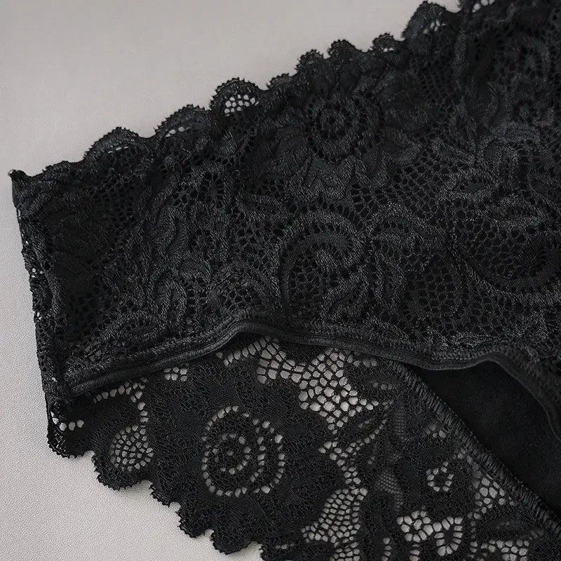 Soli Color 5 Piece Cotton Panties Set With Lace Floral Embroidery Mid Rise Breathable Briefs For Everyday Comfort