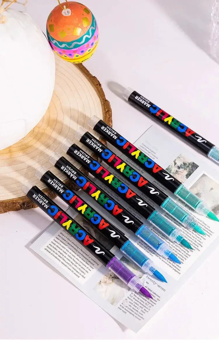 GUANGNA 16-color direct-liquid acrylic paint pen set with brush tips