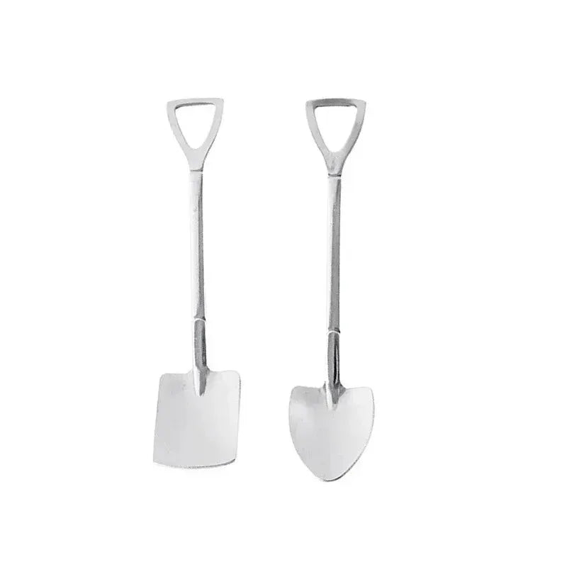 Shovel Shaped Stainless Steel Dessert Spoons Set 1 2 4 Pieces Ice Cream Coffee Tea