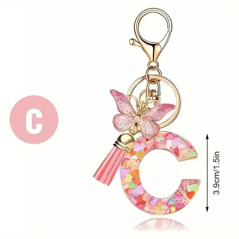 Customizable A To Z Letter Keychain With Resin Pendant Metal Holder Lobster Clasp For Keys Bags And Cars