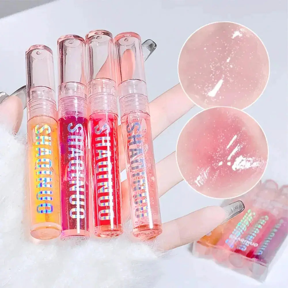 NovaGlow Water Gloss Mirror Jelly Lip Gloss Set 4 Piece Hydrates Lips With Pearl Shimmer And Brightens Lip Color