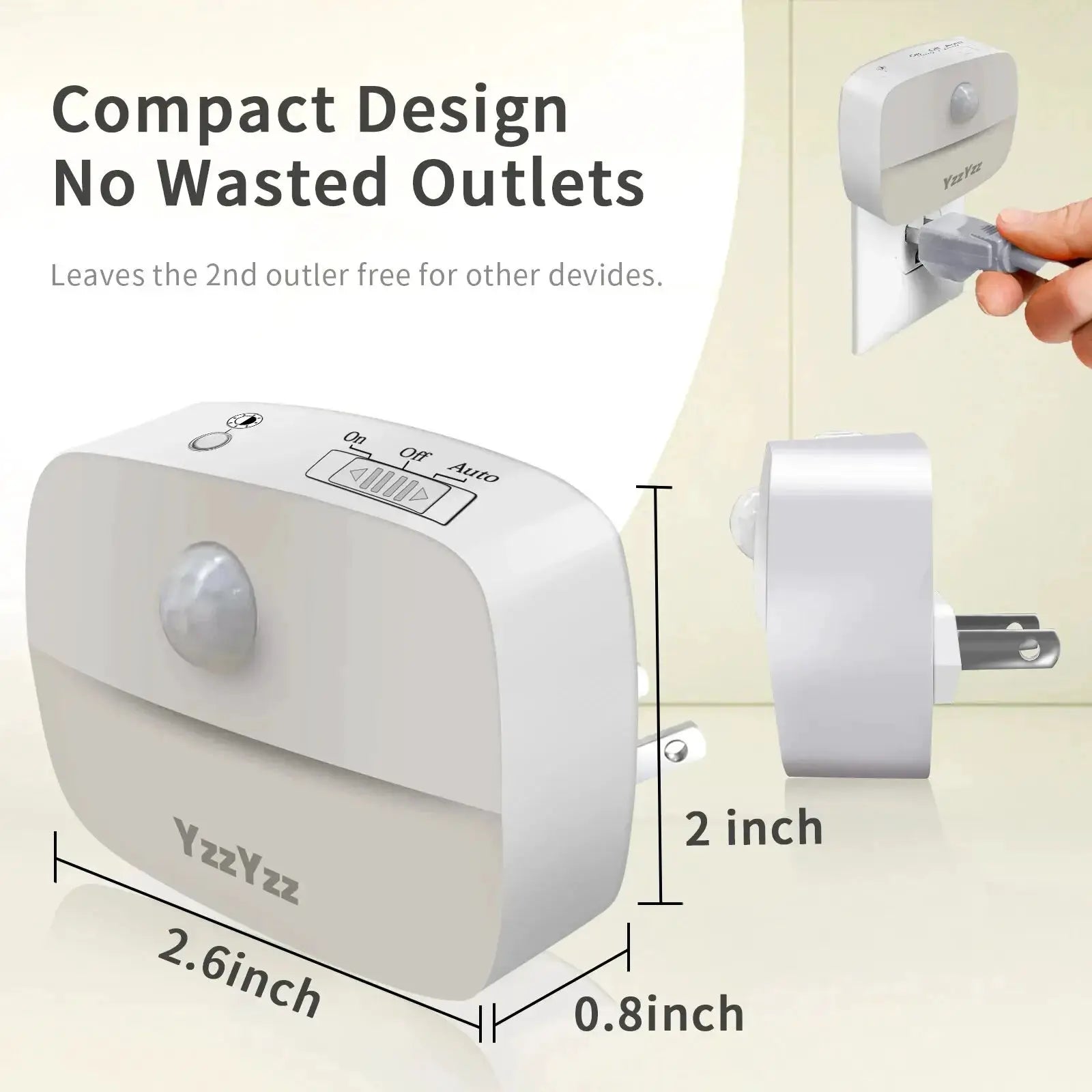 LED Night Light With Motion Sensor Dual Plug Socket EU US Wireless Wall Bedside Bedroom Lamp For Children