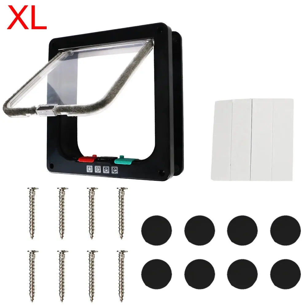 ABS Plastic Cat And Dog Flap Door Four Way Lock Security Flap Door Small Pet Safety Gate