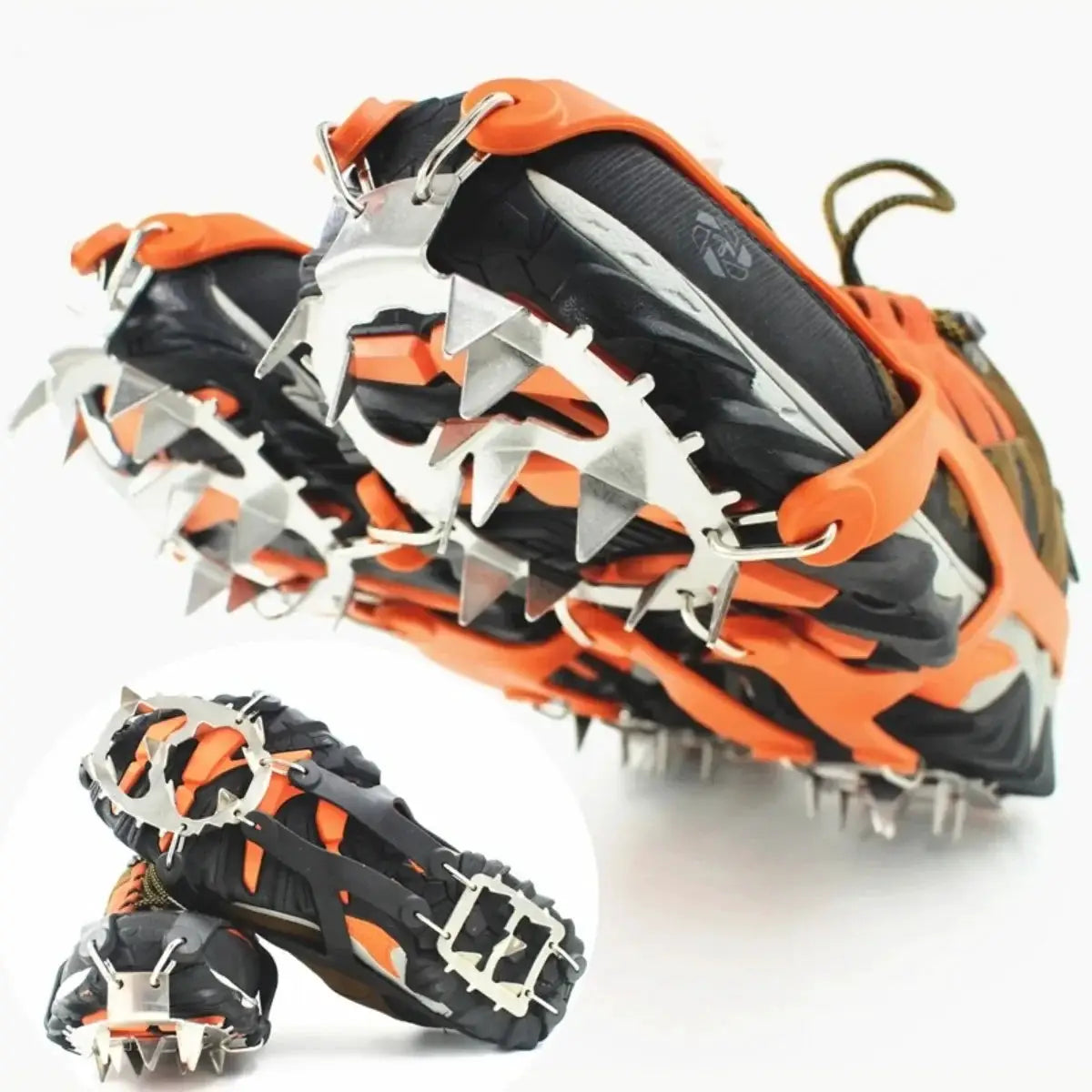 18 Studs Professional Anti Slip Ice Snow Crampons For Mountaineering Hiking Winter Outdoor Spike Shoes