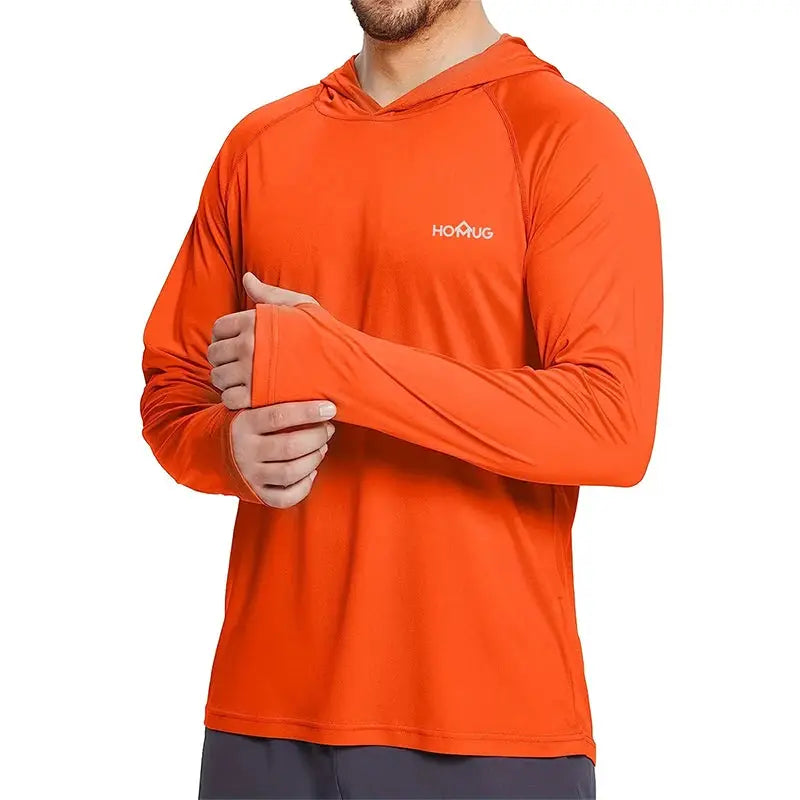 Men's UPF50 Plus Performance T Shirt Hoodie Long Sleeve Sun Protection Quick Dry for Running Fishing Casual Wear