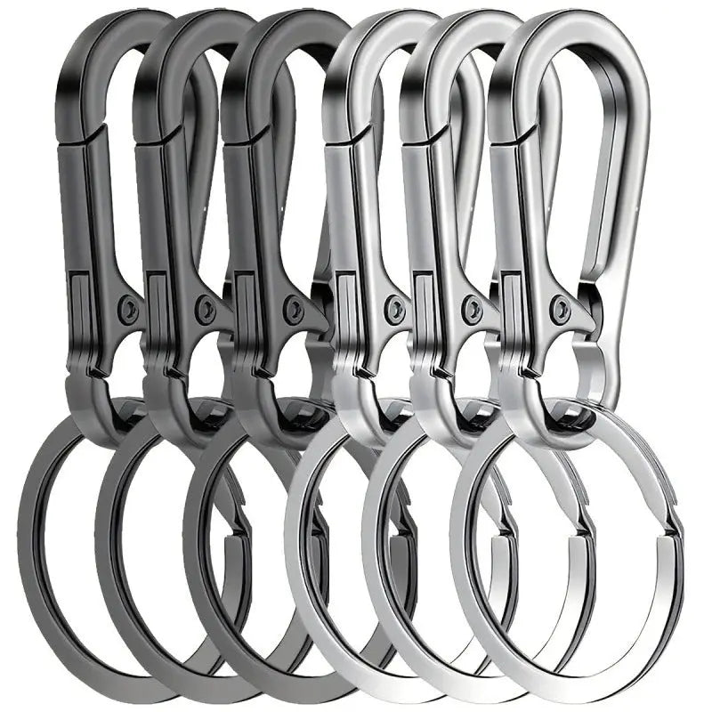 Six Piece Metal Carabiner Clip Keychain Set For Car Keys And Home Keys Organizer