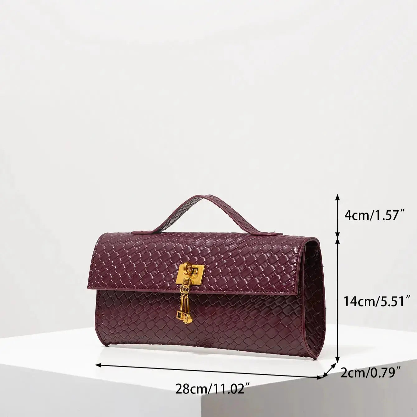 VeraLuxe Vintage Baguette Bag Burgundy PU Purse With Durable Lining For Work And Everyday Use For Women
