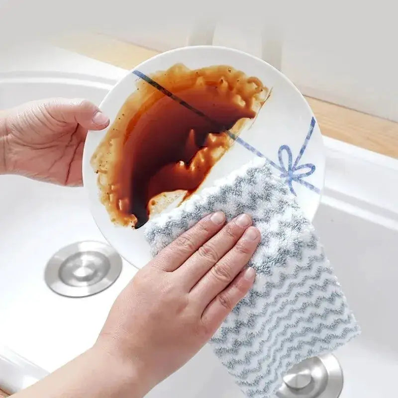 Simples Market 20Pcs Coral Velvet Wave Design Microfiber Kitchen Wipes set for absorbent household cleaning
