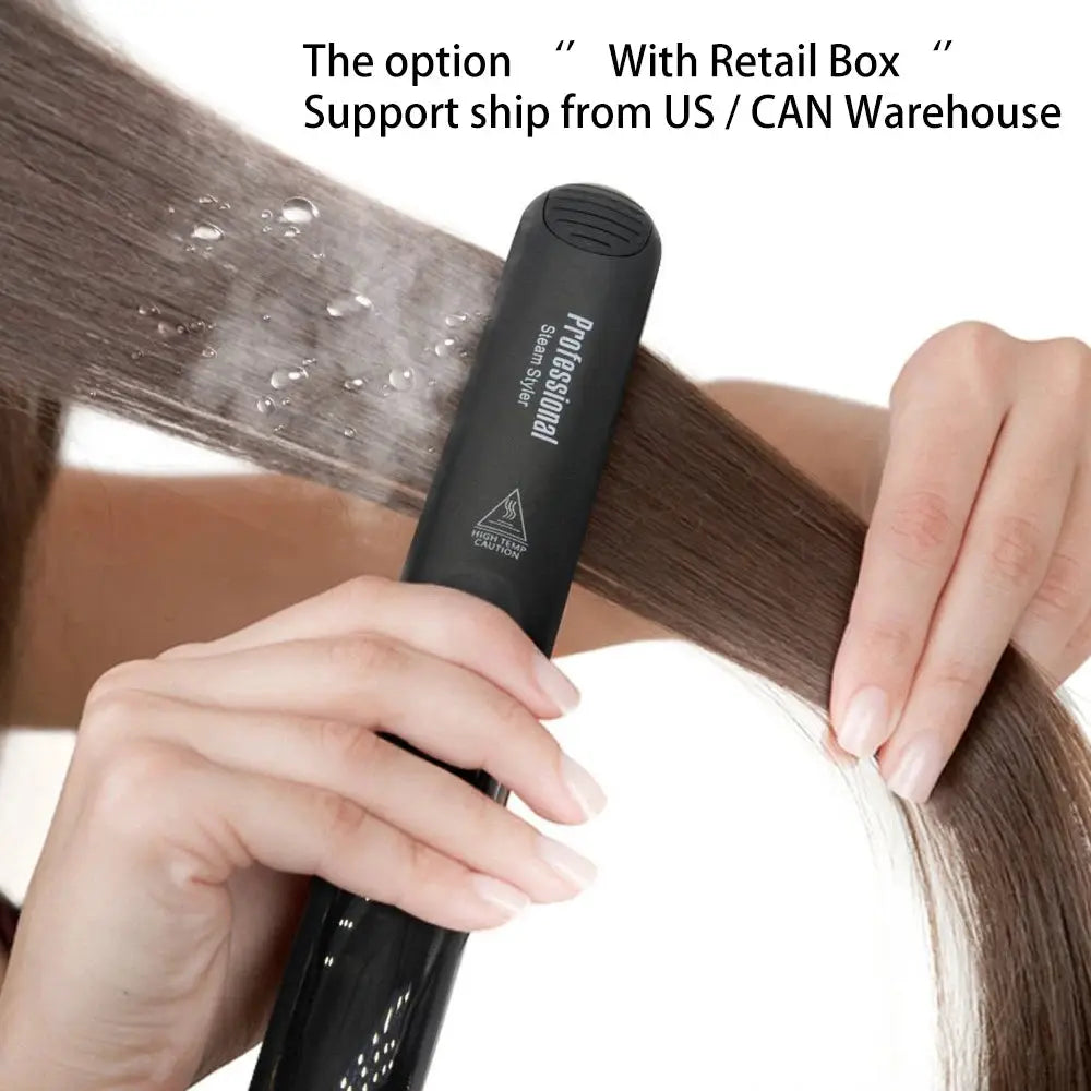 Simples Market steam hair straightener, black professional ceramic vapor flat iron at 450°F
