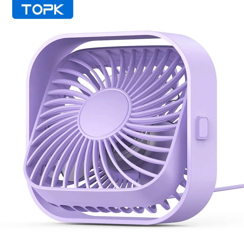 TOPK Mini Portable USB Desk Fan With Strong Airflow And Quiet Operation 3 Speed 360 Degree Rotatable Standing Fan