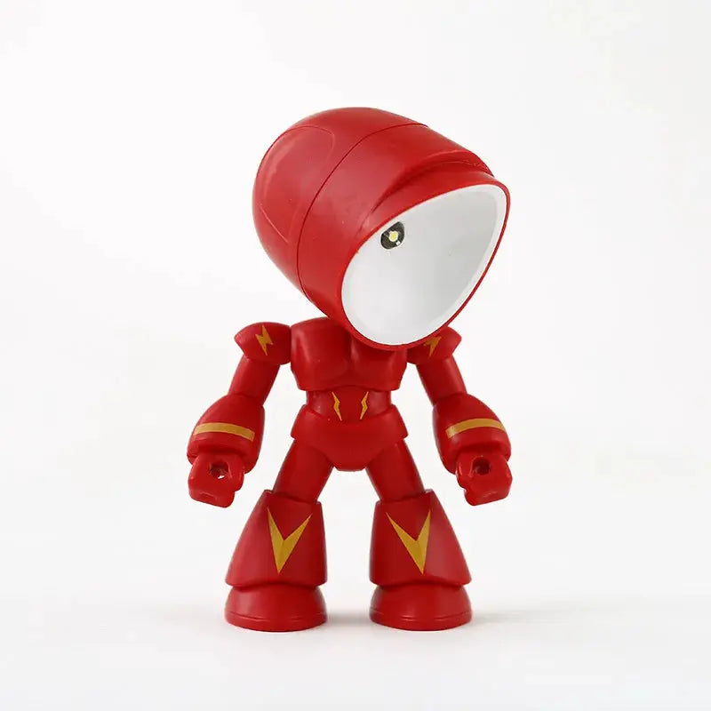 Mini LED night light desk lamp in red robot design with white face and yellow accents