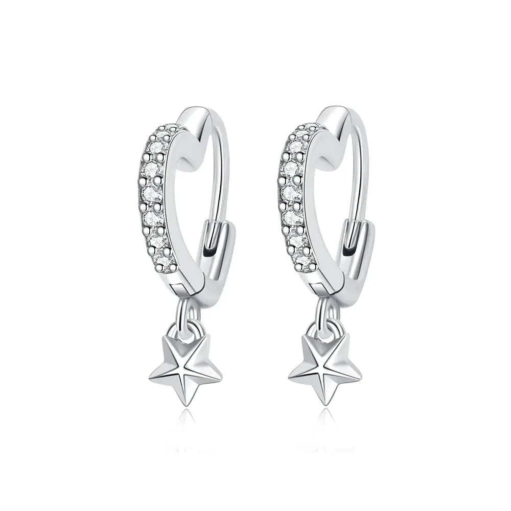 925 Sterling Silver Stud Hoop Earrings For Women Crystal Zircon Rose Gold Crown Heart Infinity Bee Design Jewelry