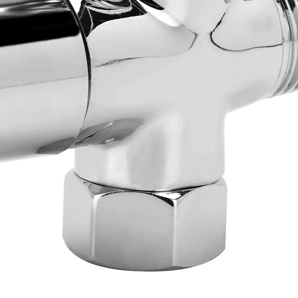 Chrome 3-way diverter valve T-adapter for shower with hex nut connector