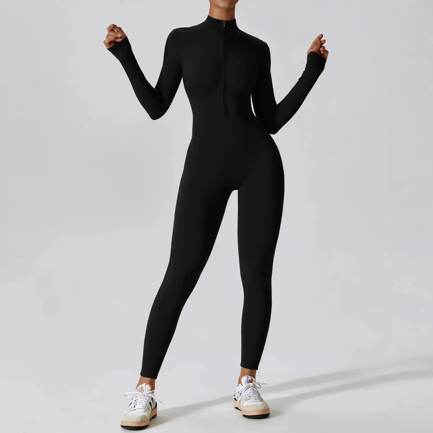 ZenMove Yoga Boilersuit For Women Long Sleeve Zipper Jumpsuit Skin Tight Fit Breathable Quick Dry Nylon Elastane