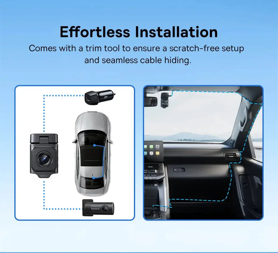 Baseus 4K Dash Cam VD1 Pro front and rear UHD car camera with Sony sensor; black, effortless installation.