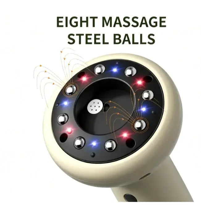 USB Rechargeable Abdominal Massager by Simples Market with circular head and eight steel massage balls