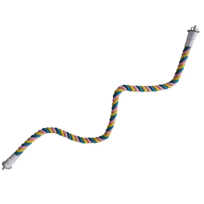 Bird toy: 1-piece multicolor cotton rope for parrots, elastic climbing swing with plastic end caps for cages