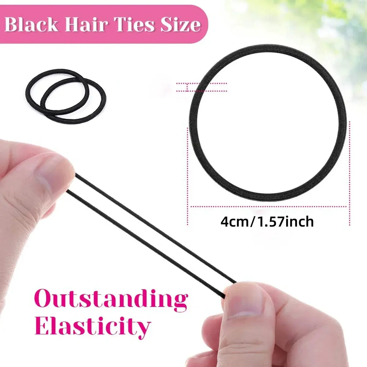 FlexiHair Small Black Hair Ties 98 to 200 Pack Durable Elastic Ponytail Holders for Women Girls Babies