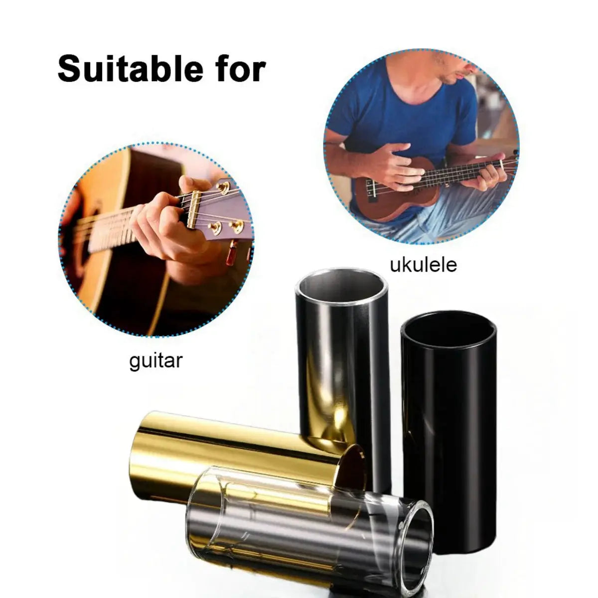 Miwayer 60mm Guitar Slide Bar Stainless Steel Glass Finger Slide Guitar Ukulele Banjo Accessory