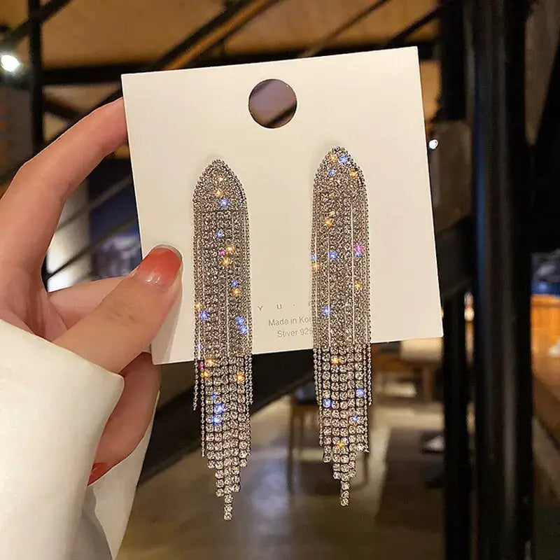 Butterfly Earrings For Women Sparkling Rhinestone Long Tassel Heart Drop Earrings For Wedding Party Jewelry Gifts