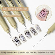 Nail Art Graffiti Line Pen Gel Painting Waterproof Precision Nib With Ultra Fine Brush For Crisp Detailed Nail Art