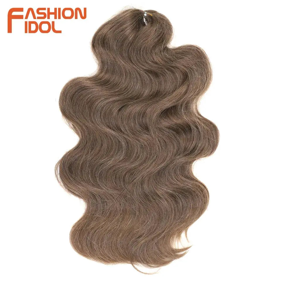 Fashion Idol 24-inch body wave crochet hair extension in ombre brown to blonde, synthetic braids
