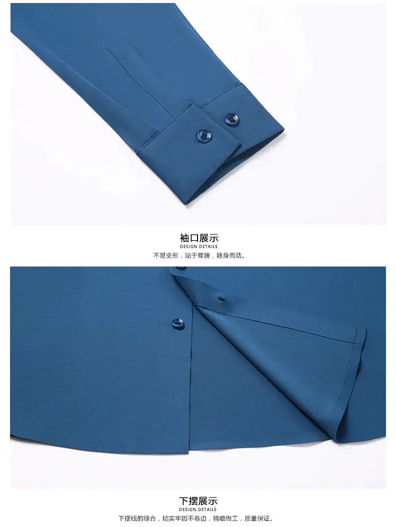 Simples Market blue men's ultra-stretch shirt with cuff buttons