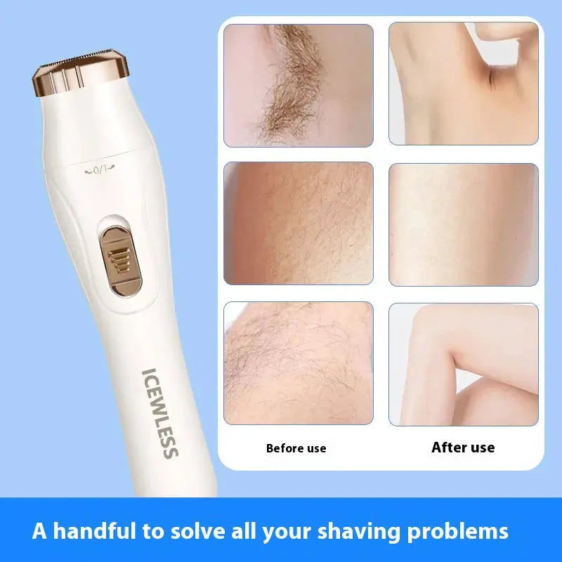 Simples Market electric hair trimmer for women, white handheld with rose-gold top, waterproof bikini/arm/leg/face shaver