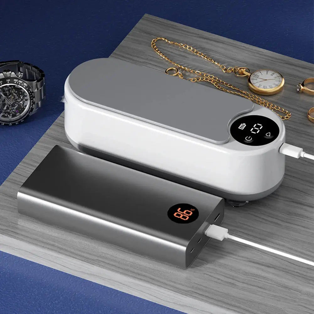 Ultrasonic Jewelry Cleaner Machine Multifunctional Portable USB Rechargeable Glasses Rings Necklaces Watches Retainers