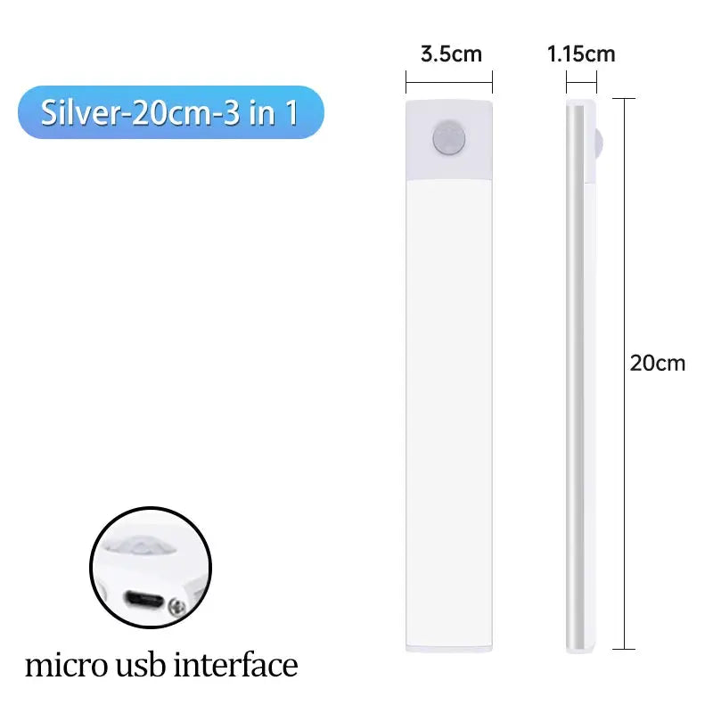 LumaLux USB Rechargeable Motion Sensor LED Cabinet Light With Three Color Temperatures Auto On Motion Activation