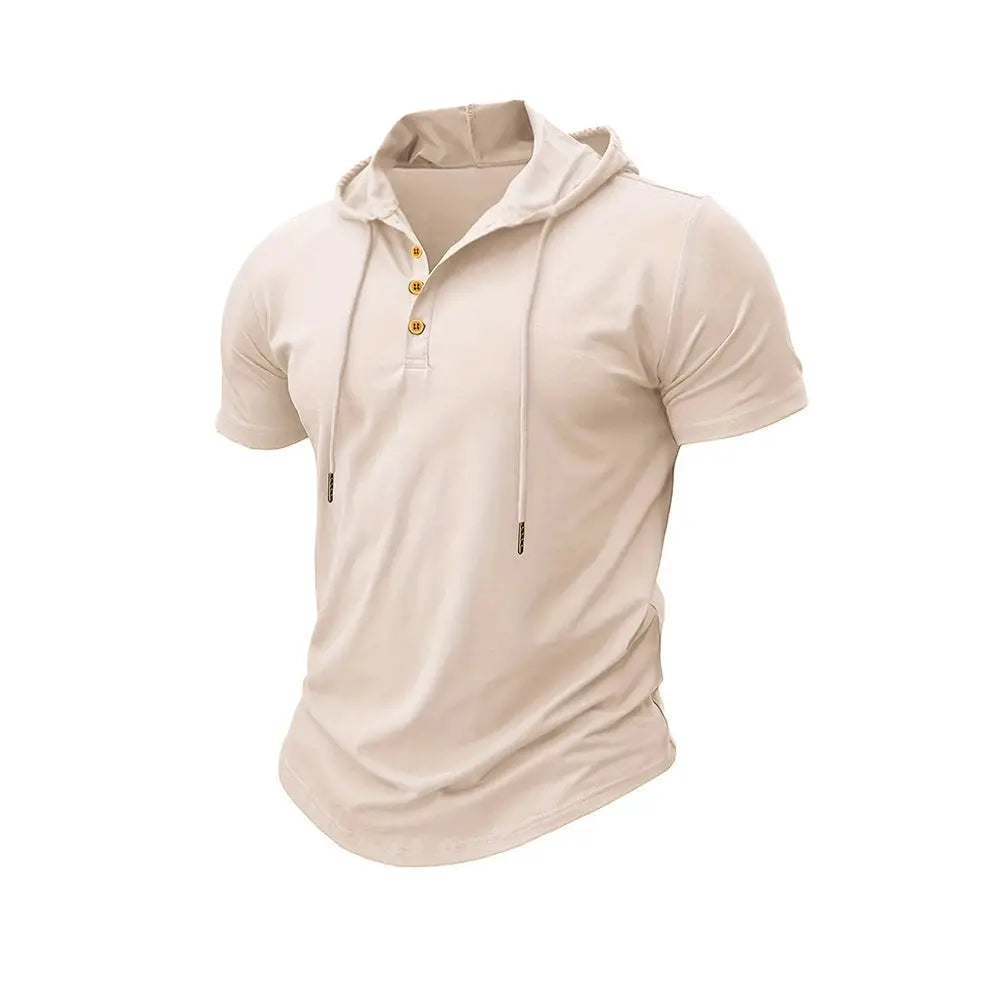 Men's Slim Fit Hooded Short Sleeve Tee Breathable Lightweight Sports Top For Fitness And Summer Wear