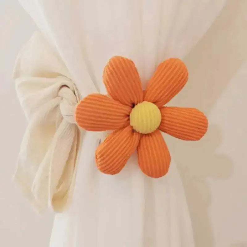 3D Flower Curtain Tiebacks Beige Cotton Webbing Adorable Nursery Decor For Kids Room