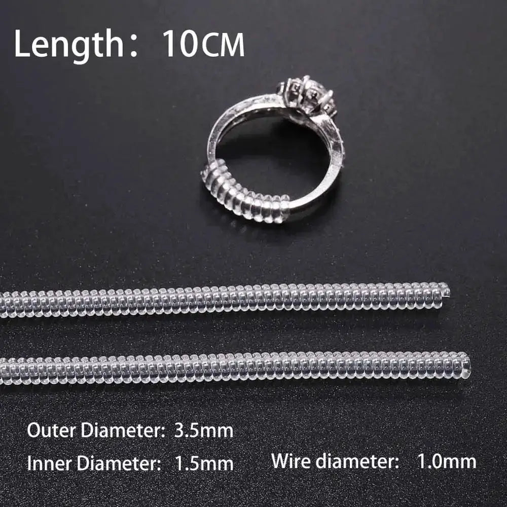 4 Pieces Transparent Spiral Ring Size Adjuster Tools Set For Jewelry Making Spring Coil Guard Tightener Reducer