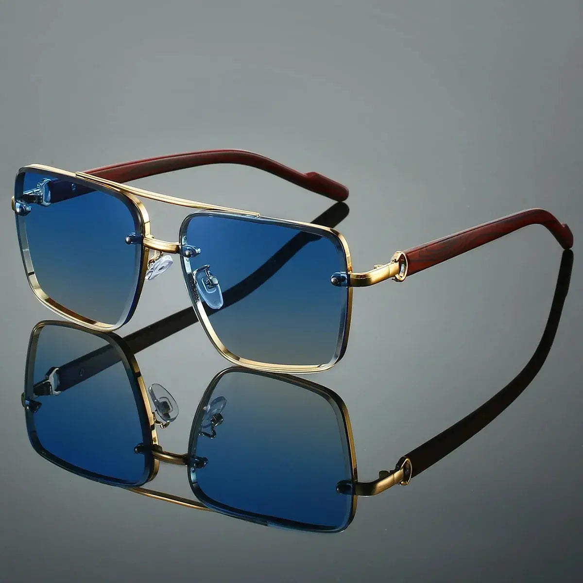KAMMPT Fashion Retro Square Metal Sunglasses For Women Original Brand Design Driving Pilot Double Bridge Sunglasses